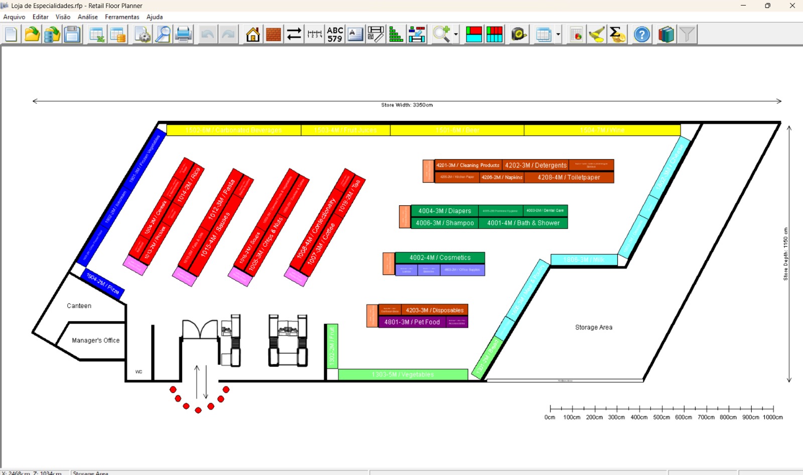 Interface do Retail Floor Planner