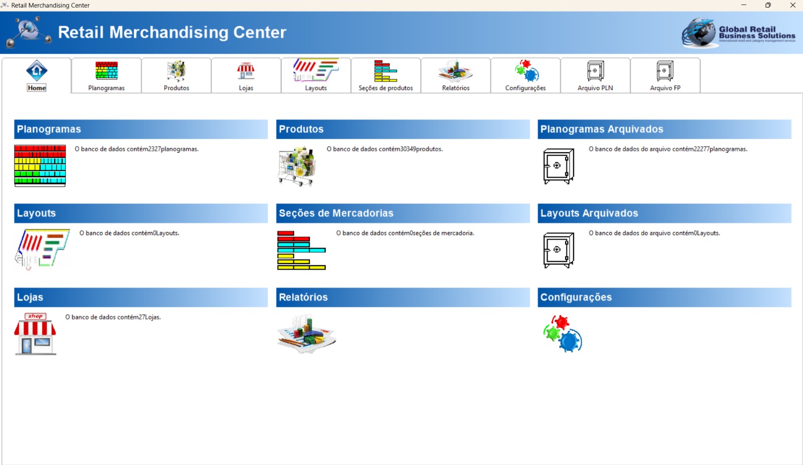 Interface do Retail Merchandising Center